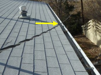 Electrical service wire on rain gutter